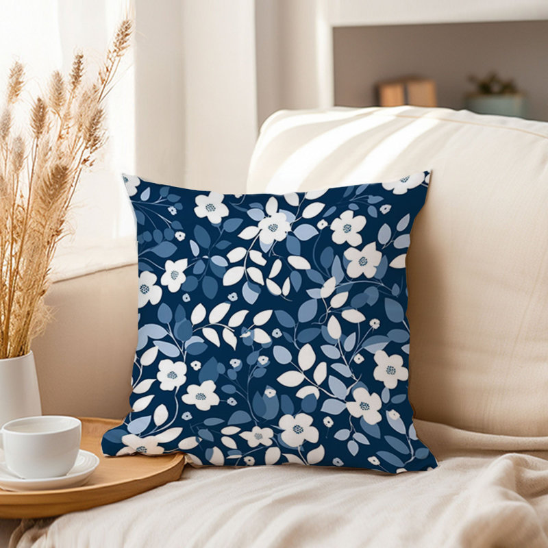 Botanical Blue Flowers Floral Pattern XII, 20"H x 20"W