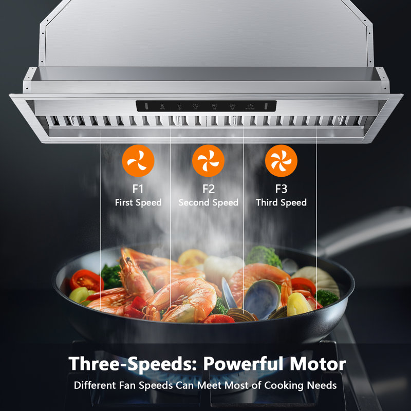 VIKIO 30'' 900 CFM 3-speed Ducted Insert Range Hood With Permanent Filter and LED Lights, 30" W