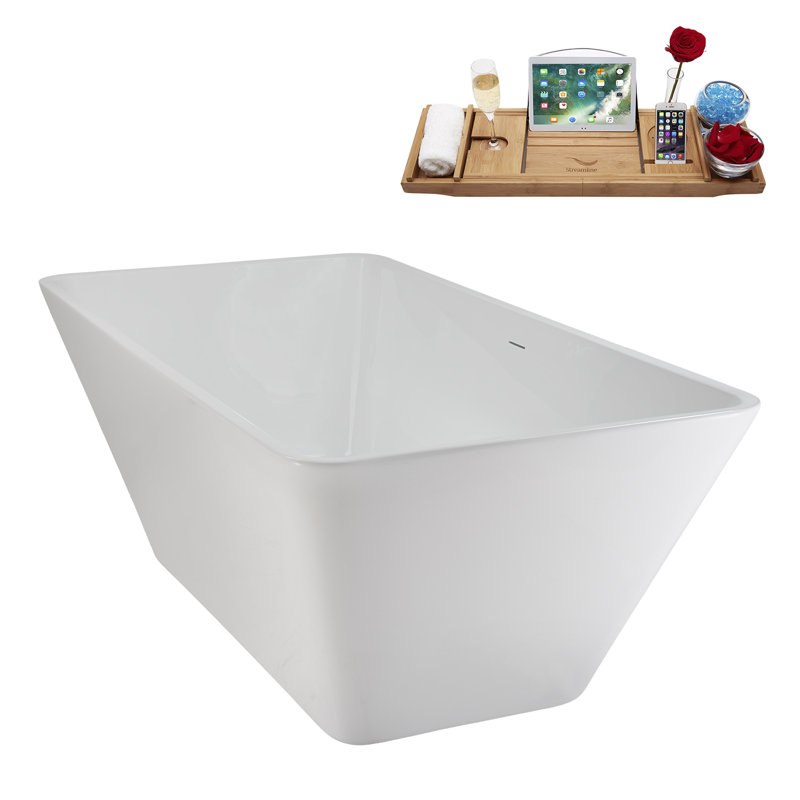 Baignoire autoportante 63 "avec drain interne Streamline, Or poli