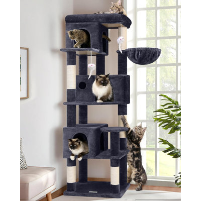 Corner Cat Tree 66 inch Multi-Level Climbing Tower Kitty Condos Cat Scratching Tower for Indoor