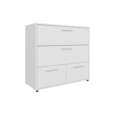 Commode, 4 tiroirs, 4 pieds, blanc