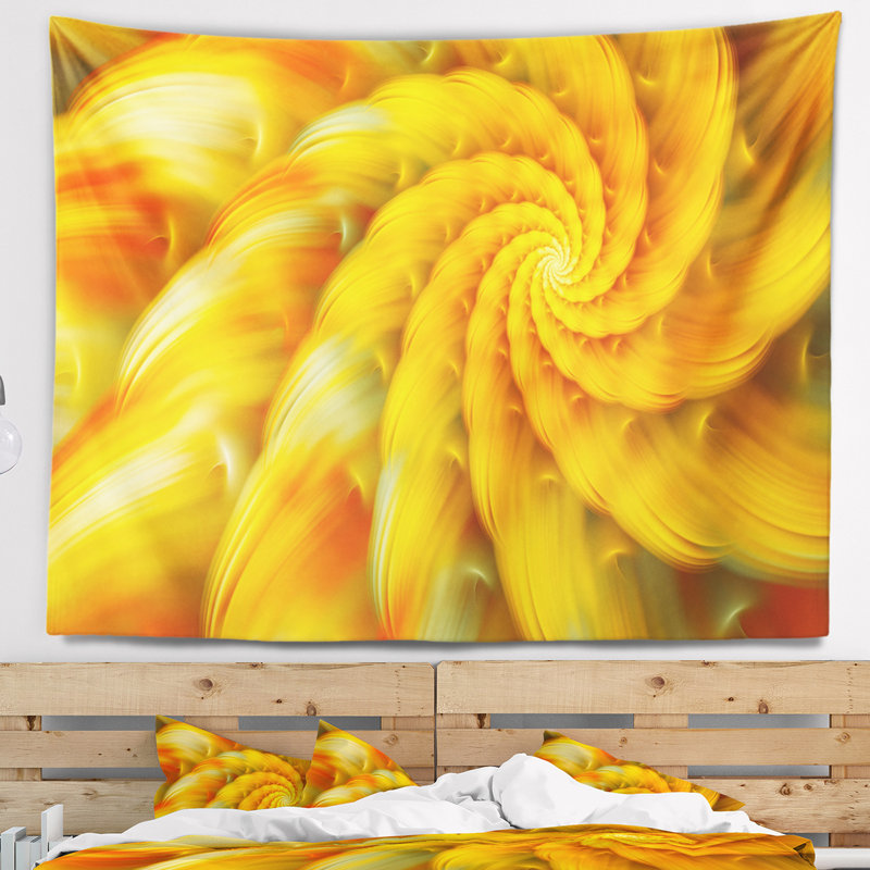 Tapisserie florale jaune, H 68 po x l 80 po