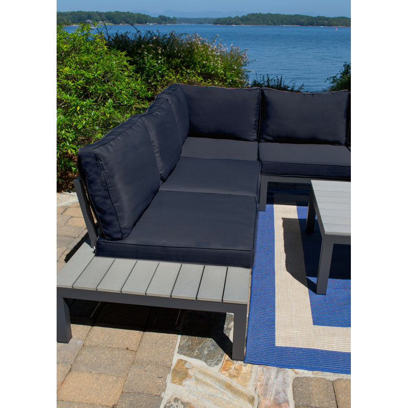Lakeview Modern Outdoor Aluminum Sectional, Navy