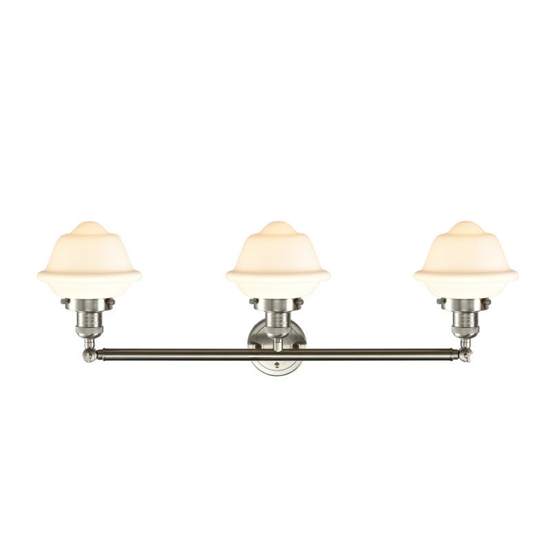 Anthony 3 - Light Dimmable Vanity Light, Brushed Satin Nickel, Matte White, 6 Watt Vinage LED Bulb