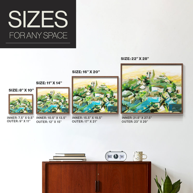 Spring Village III -Framed Print - Restickable, Walnut, 11" H x 14" W
