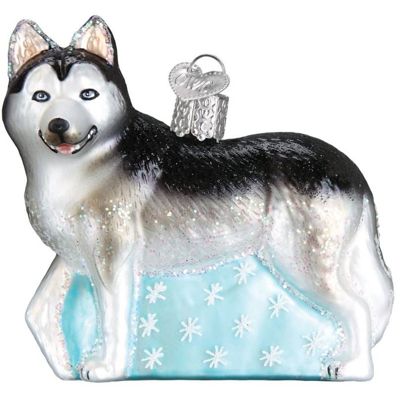 Ornement en verre soufflé pour arbre de Noël Old World, Husky de Sibérie