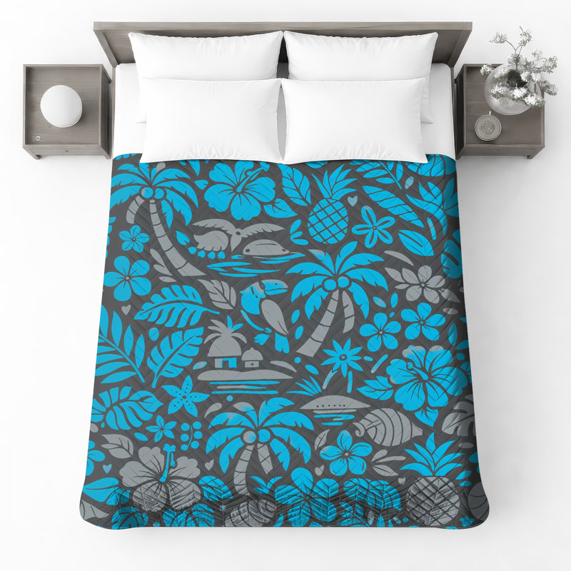 Couvre-lit matelassé à motif floral tropical toutes tailles, Queen