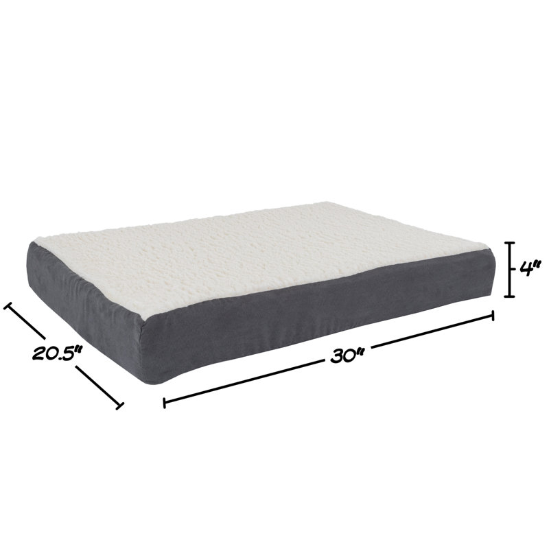 Lit orthopédique pour chien PETMAKER - Lit pour chien en mousse à mémoire de forme 2 couches avec housse amovible en sherpa, lit gris et housse à carreaux bleus