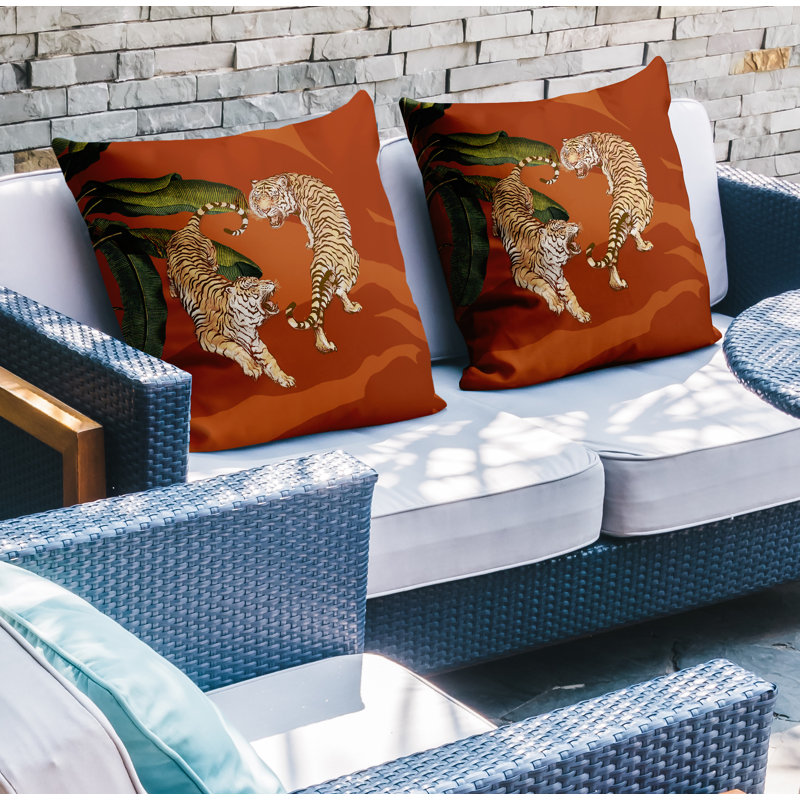 Housse et insert de coussin carré intérieur / extérieur , Orange, L 15 po x H 15 po