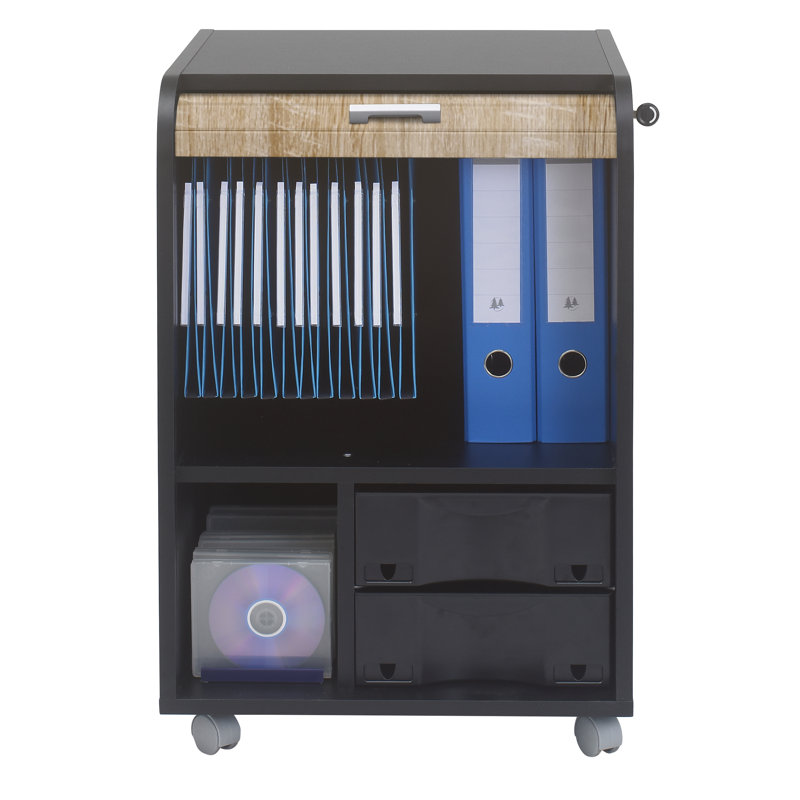 Aszia 2 -Drawer, Black/Oak