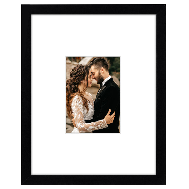 Americanflat 11x14 Picture Frame - 5x7 Frame with Mat - Shatter-Resistant Glass, Black