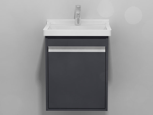 Wall Mount 17" Single Bathroom Vanity Base Only, Graphite Matte