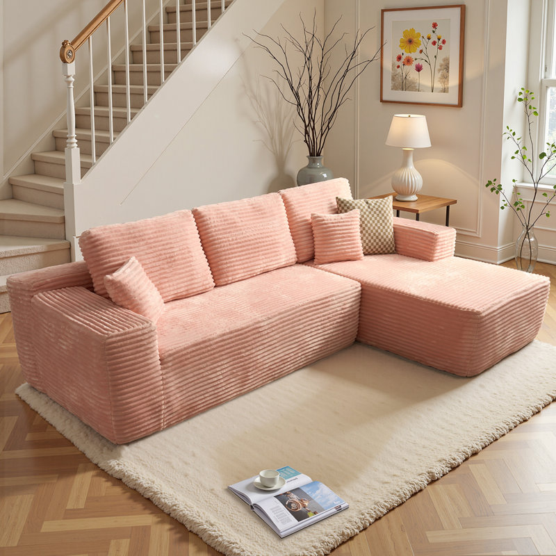 Boneless 106" Cloud Upholstered Sectional Couch With L-shape Chaise Modern Modular Sofa For Living Room Bedroom