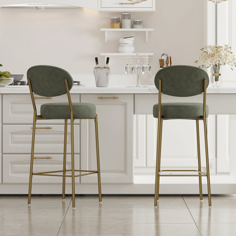 Ensemble de 2 tabourets de bar 29 po avec dossier et repose-pieds 29 po, Vert