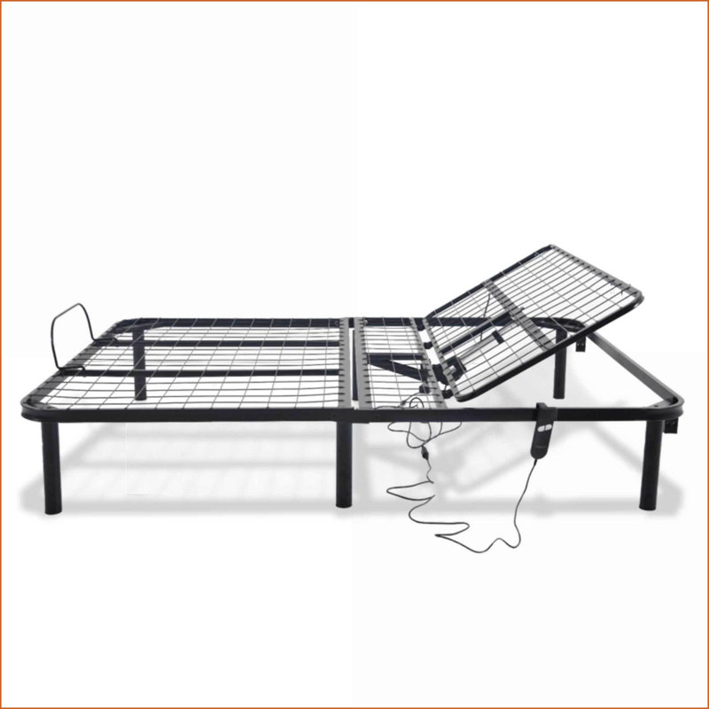 Queen Size Metal Head-Up-Only Adjustable Bed Base Black with 850 lbs Capacity Easy Assembly for Master Bedroom