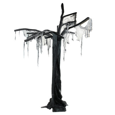 7.5' Black and Gray Spooky Standing Ghost Tree Halloween Decoration