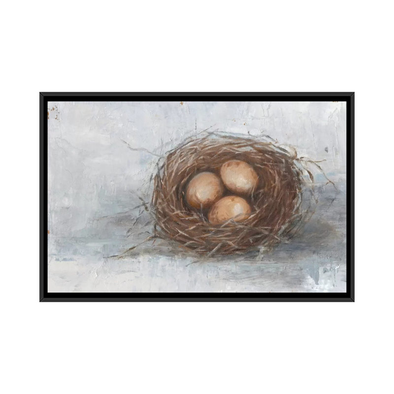 «Rustic Bird Nest II», impression sur toile, H 18 po x l 26 po x P 1,5 po, Toile avec cadre noir, Pas de tapis