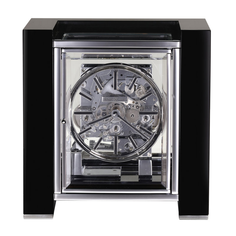 Modern & Contemporary Roman Numeral Metal Quartz Movement / Crystal Tabletop Clock in Gloss Black