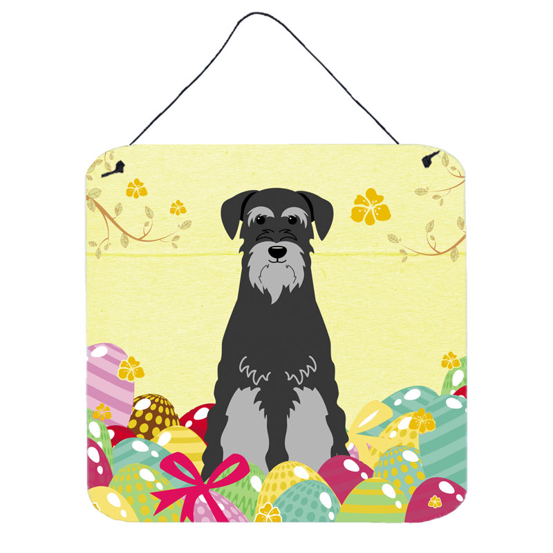 Décoration murale schnauzer lustrée standard de pâques œufs, Noir / Gris