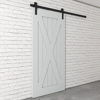 40'' x 83'' Solid Wood Paneled Painted without Installation Hardware Kit Barn Door