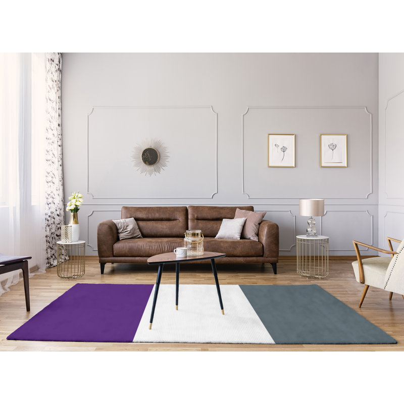 Tapis mauve rayé/gris ardoise, Rectangle 4 pi x 6 pi