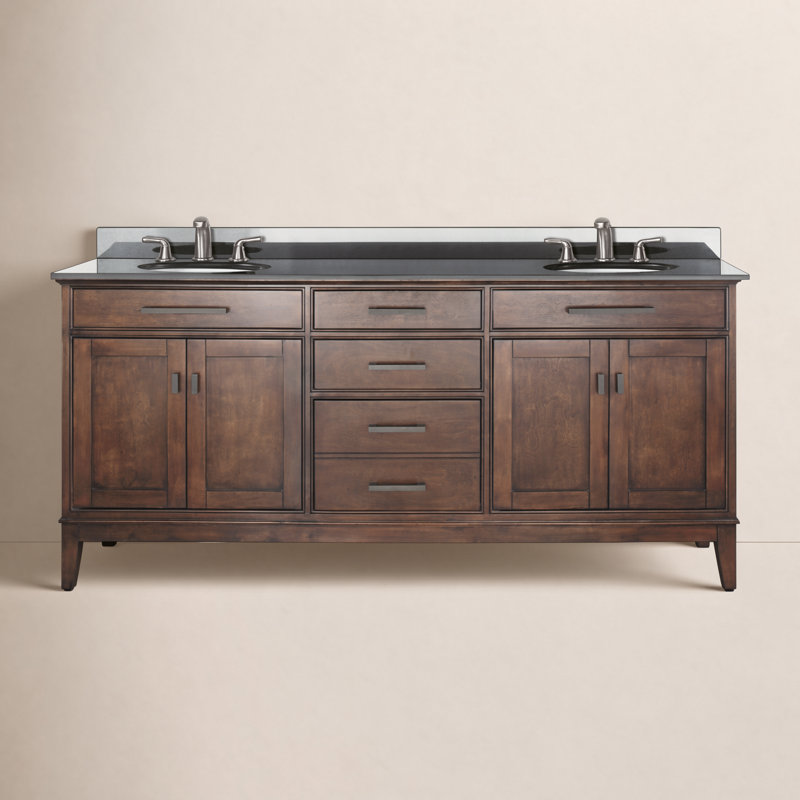 Madison 72" Double Bathroom Vanity Set, Tobacco, Cala White