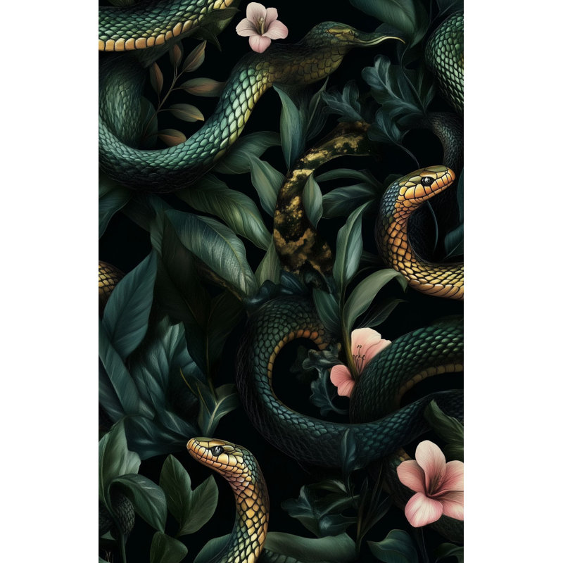 Papier peint botanique vert Snake Jungle