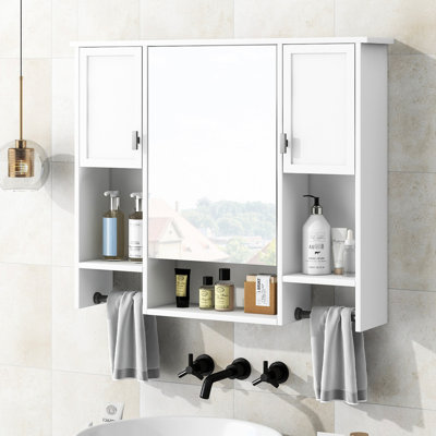 35'' X 28'' Bathroom Mirror Cabinet - Construction & Practical For Adjustable Soft-close Hinges Spacious
