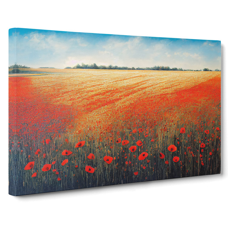 Magnificent Poppy Field Flowers - Wrapped Canvas