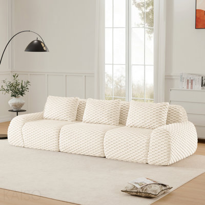 Canapé modulaire 114 po - Flanelle, 3 places, désossé, siège profond, antidérapant - crème