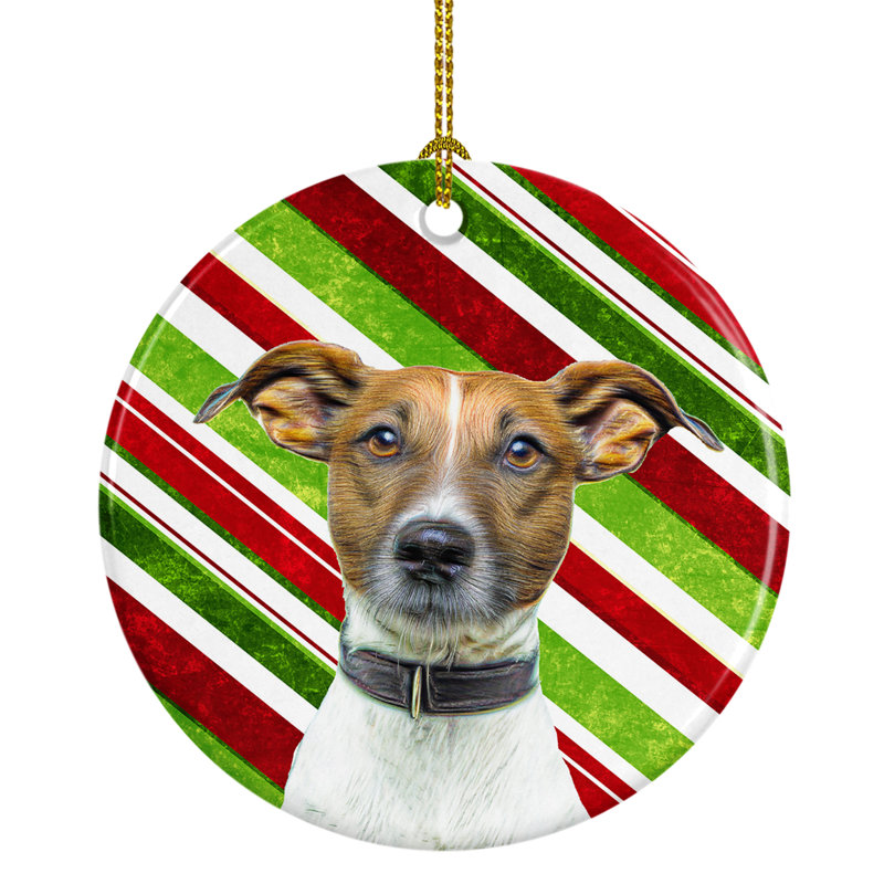 Ornement de figurine suspendue en céramique de fêtes de noël terrier