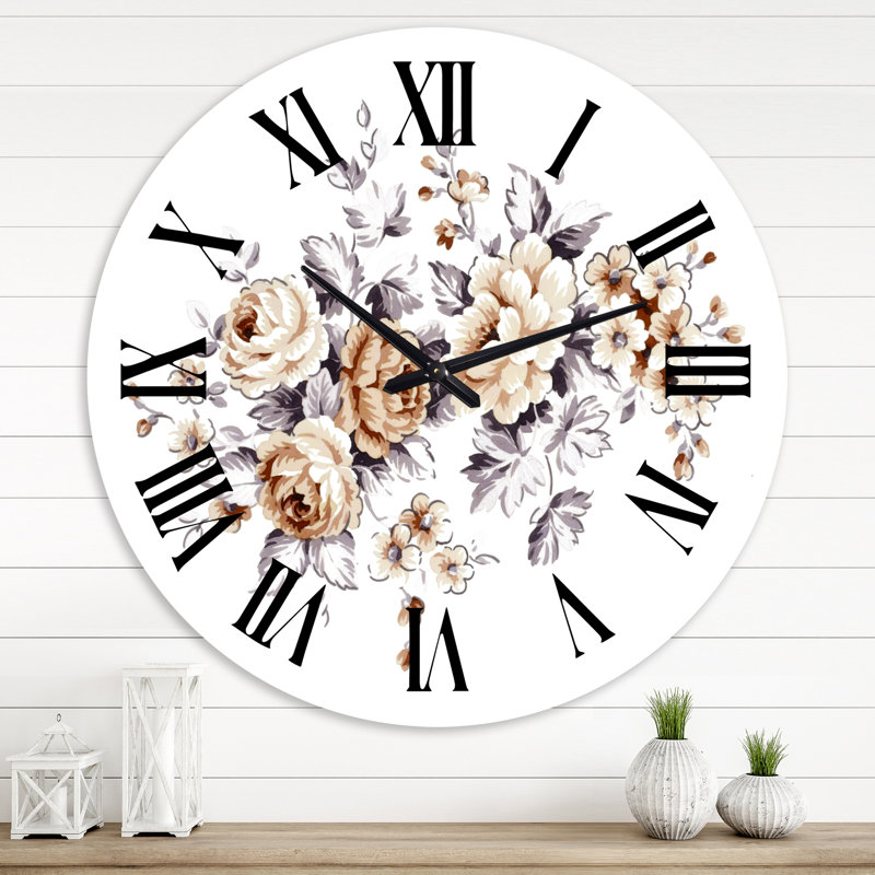 Pink Wild Roses - Horloge murale traditionnelle, Grand