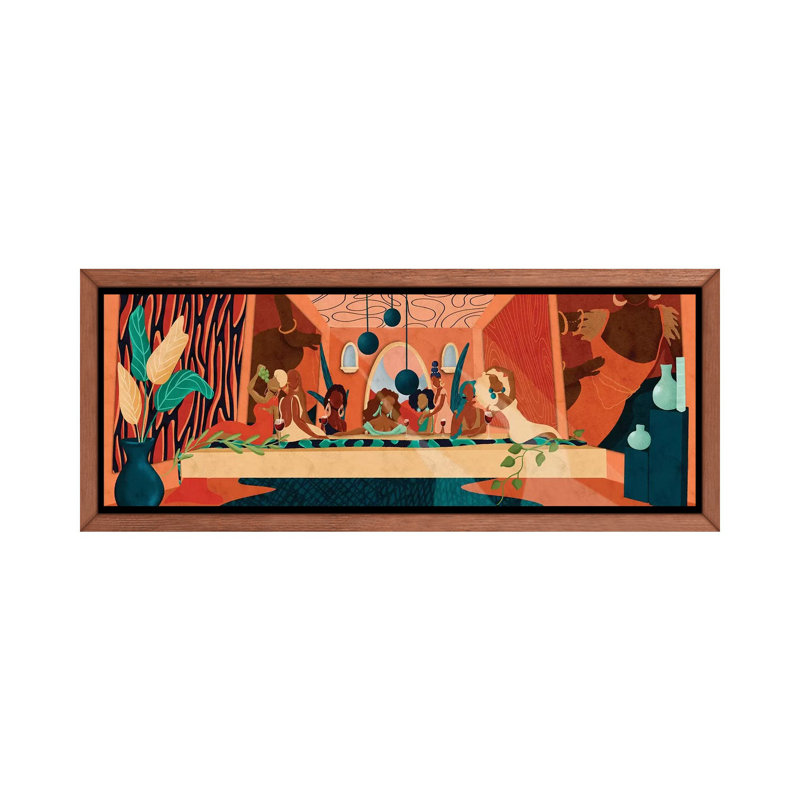«Last Supper» - Impression panoramique, H 20 po x l 60 po x P 1,5 po, Toile avec cadre en bois classique, Toile encadrée