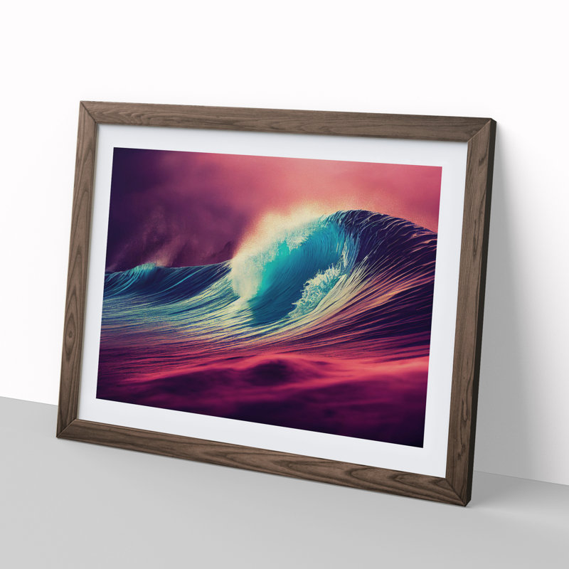 XH1022-2251X Colourful Wave Vol.1 - Single Picture Frame Print, Walnut Framed, 46cm H x 64cm W x 2cm D
