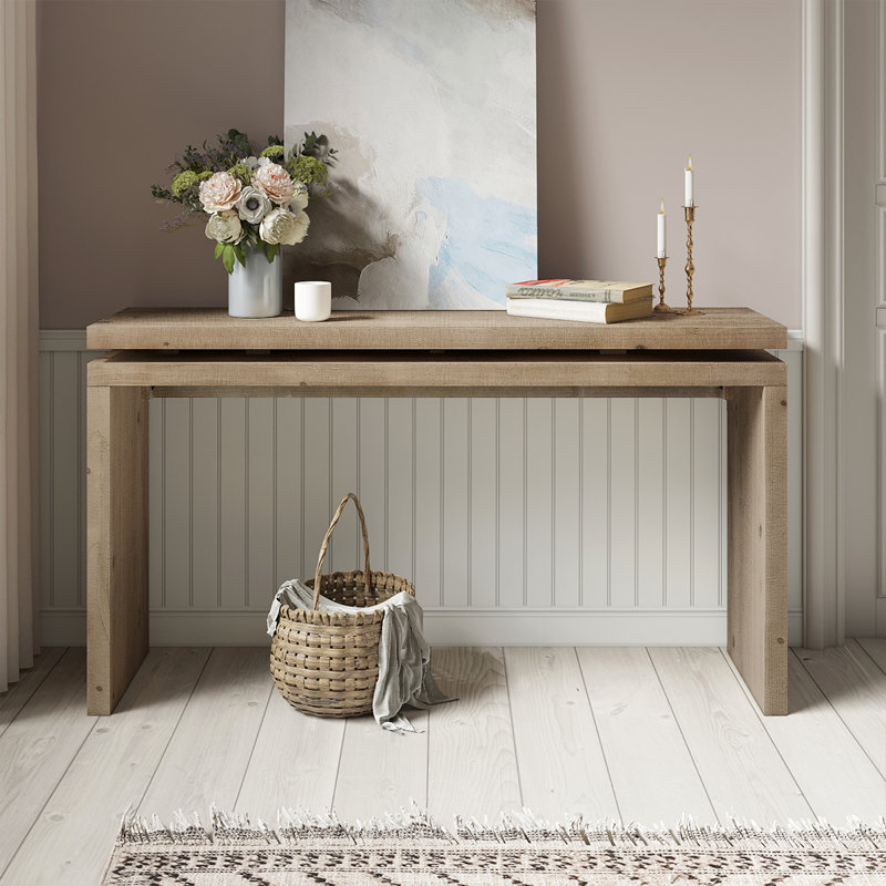 58” Wooden Console Table Sofa Table for Livingroom, Bedroom, Entryway, Natural