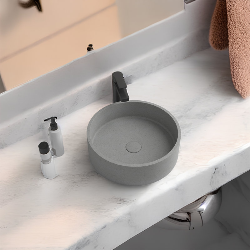 MONSFEST 15.4 " Concrete Circular Bathroom Sink