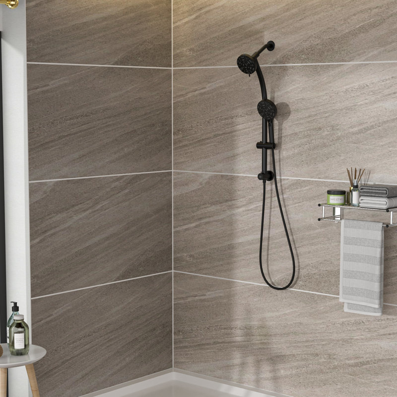4.7" Rain Showerhead And 8 Handheld Shower, Matte Black, Adjustable Water Flow Kit Dual Shower Head With 8 Spray Settings, Stainless Steel Hose & Holder