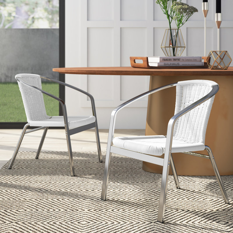 Herdon Outdoor Stacking Dining Armchair, White