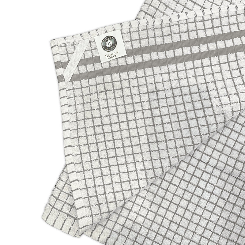 Serviette de cuisine en coton à carreaux, Gris