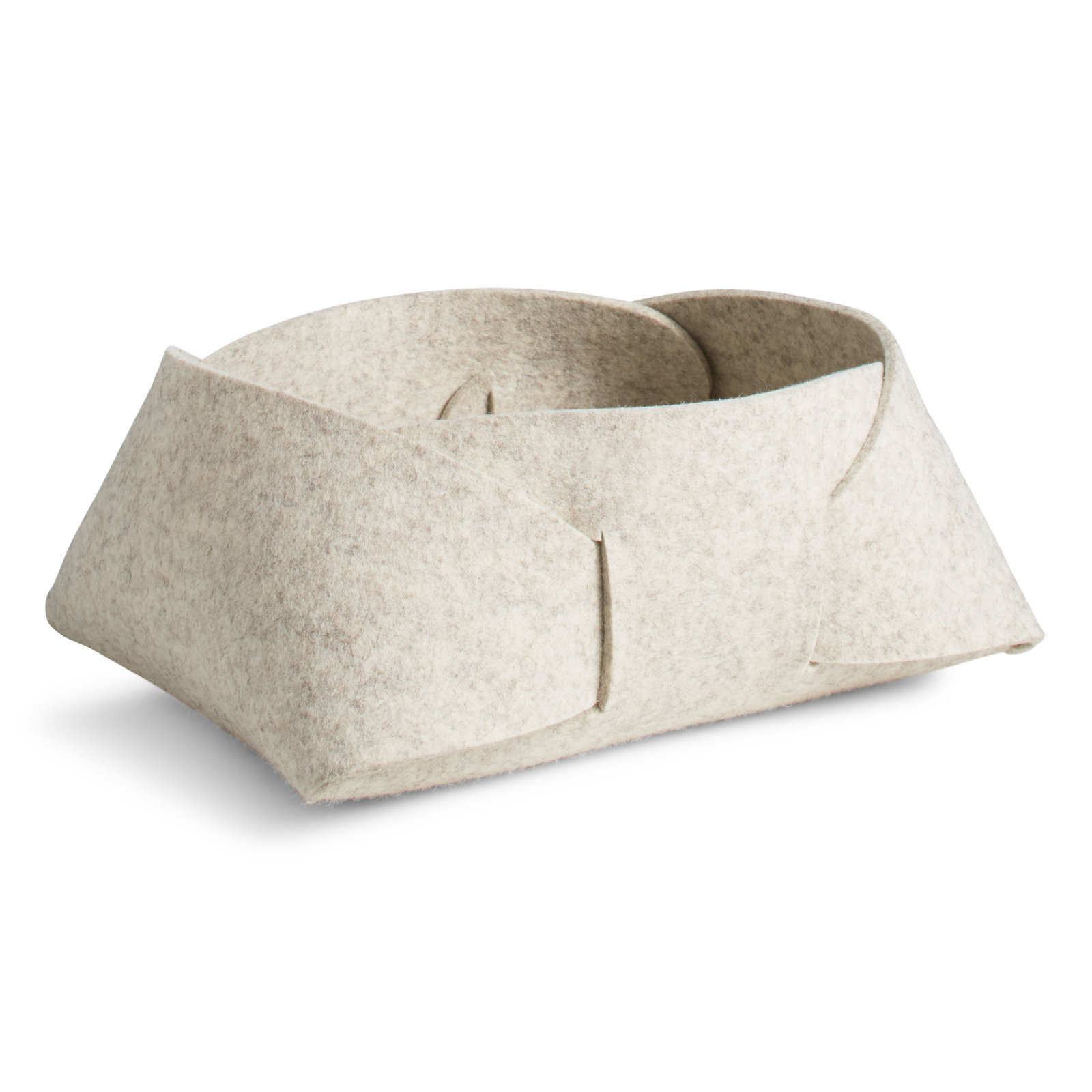Double Tuck Fabric Decorative Basket, Heathered Off-White, 7" H x 19" W x 16" D
