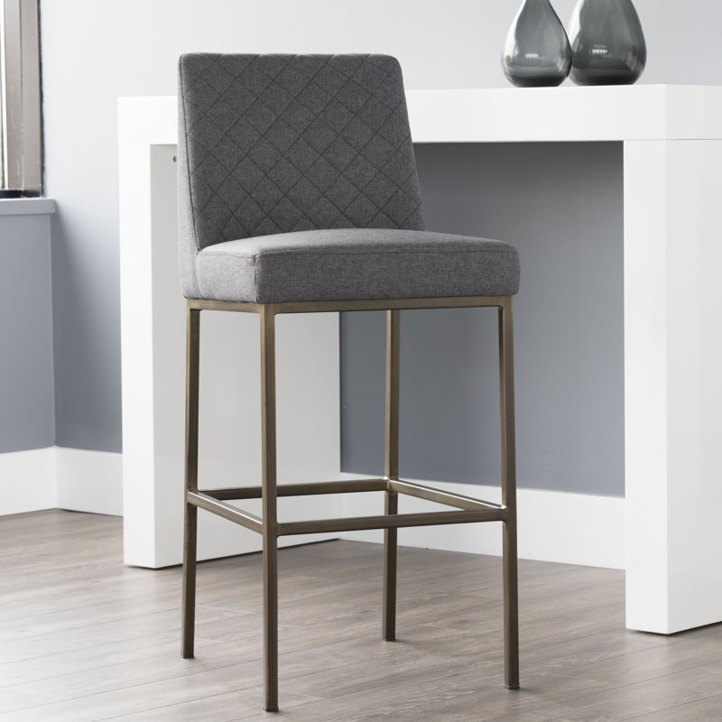 Tabouret de comptoir Leighland - gris foncé, Tissu natté performance gris foncé
