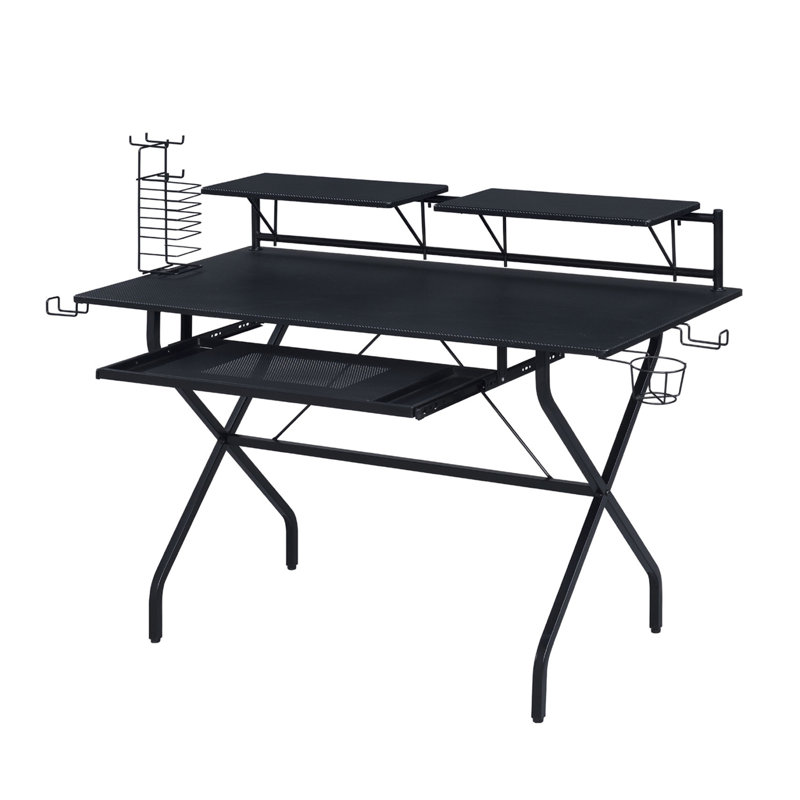 Bureau d'ordinateur Classic Classic noir avec plateau pour clavier intégré