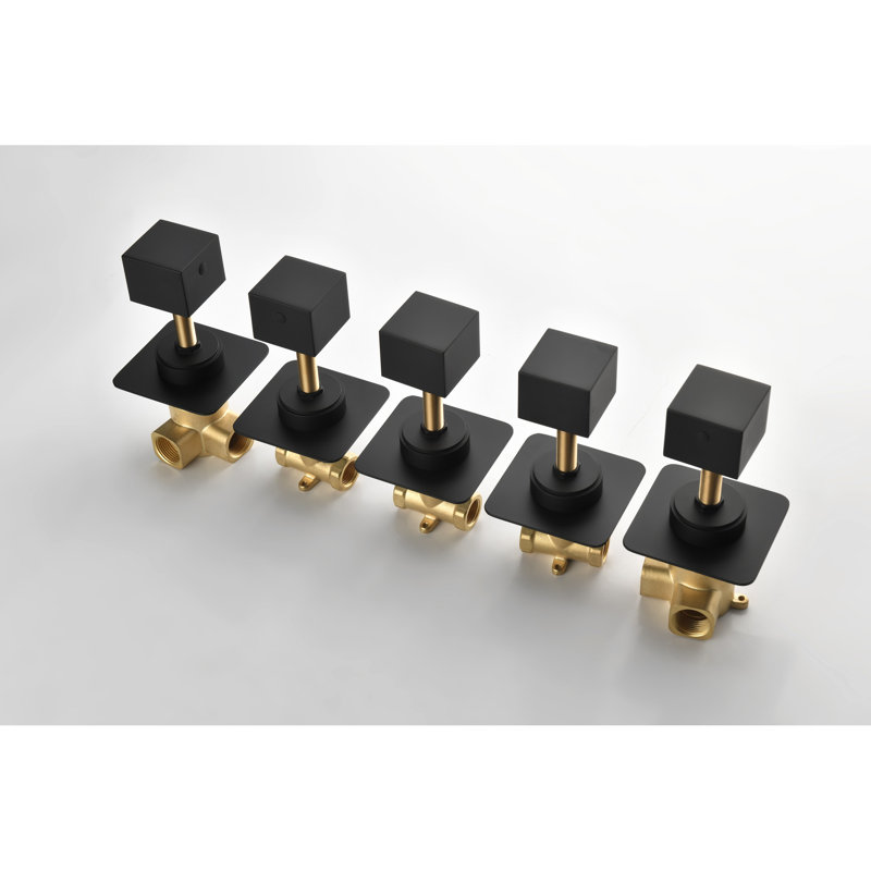 3/4" Cast Metal Volume Control Valve - Matte Black, Compatible With Common Valves For Water Flow And Precise Temperature High Black Shower Control, Brass Adjustable Handle Intensity