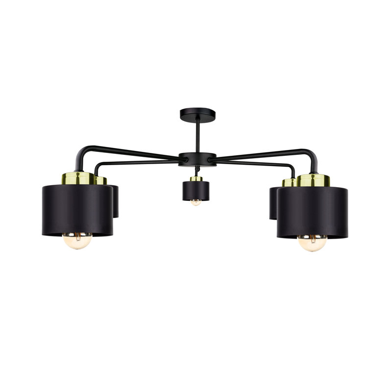 Joaquina Flush Mount, Black/Gold, Black