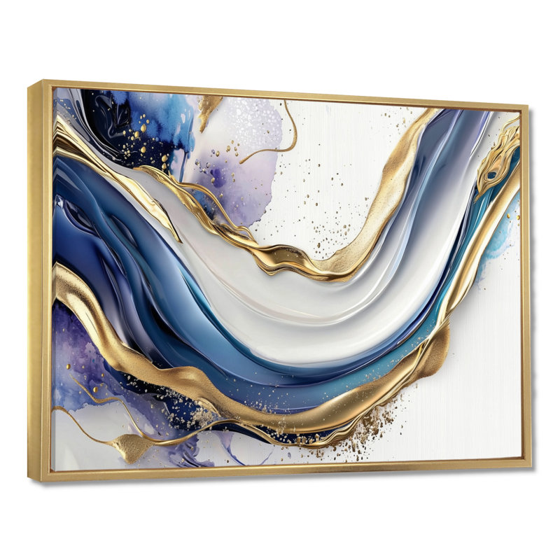 «Ratchford Golden Silence Of Minimal Marble Waterfall I», art mural minimaliste abstrait, H 34 po x l 44 po, Doré