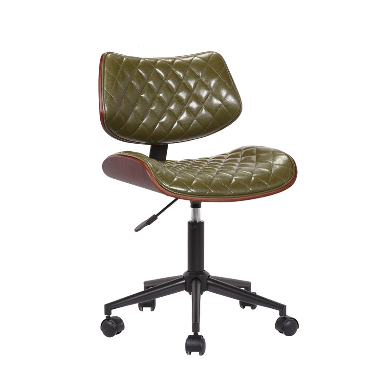 Kasse Faux Leather Mid-Century Office Chair, Green