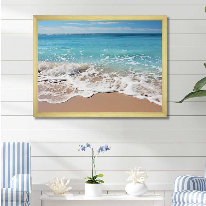 «Shoreline Shadows On Beautiful Beach On», reproduction sur toile, H 12 po x l 20 po x P 1 po, Encadrement doré