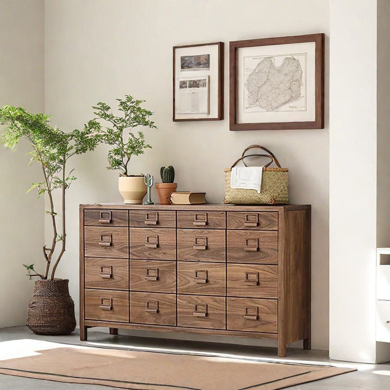 Vintage Back Walnut Accent Cabinet