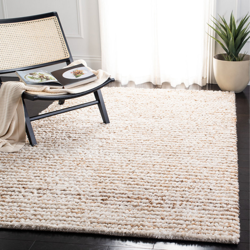 Tapis blanc / beige en acrylique Delane, Rectangle de 10 pi x 14 pi