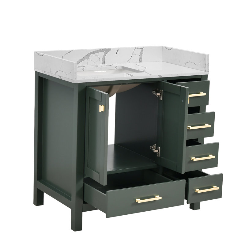 Meuble-lavabo simple 36 po Cholena, Vert